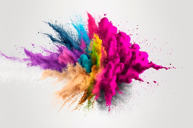 colored powder holi background with the all white background generative ai