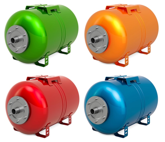 Colored Pressure Tanks Vessel Expansion for Domestic Waterworks Pump Membrane Drinking Water 3D rendering