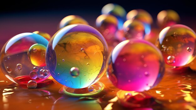 Colored rainbow soap bubbles Generative AI