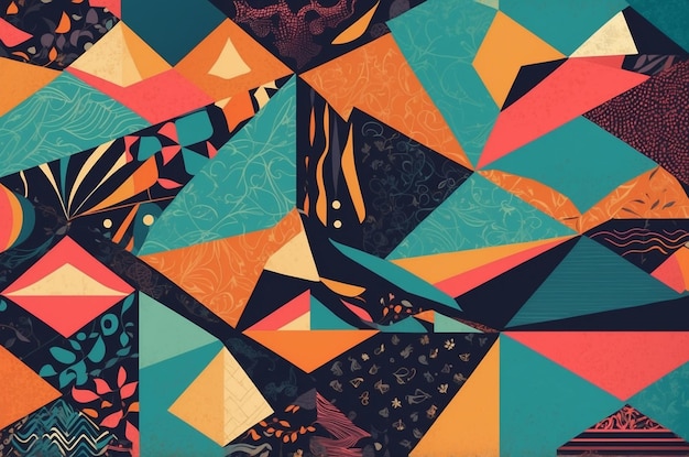 Colored retro patterns in geometric style