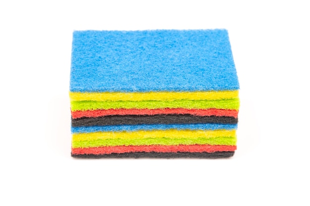 Colored samples of felt porous material on a white background