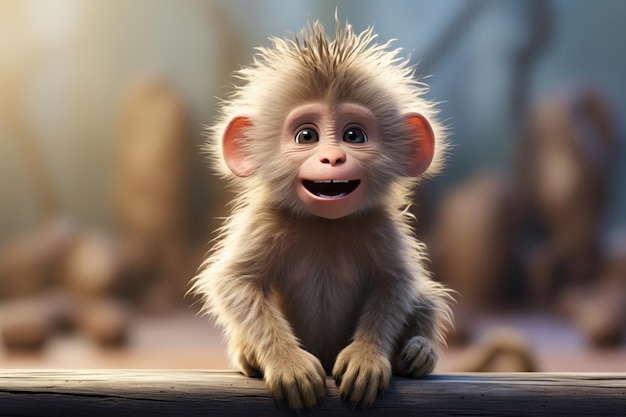 Colored Sitting Baboon Adorably Compact Generative AI