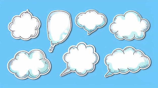 Photo colored speech bubbles in cartoon comic style on colourfull background