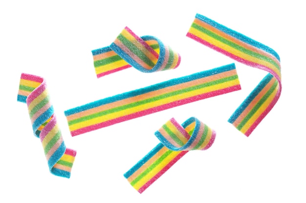 Colored strips of marmalade chewing sweets