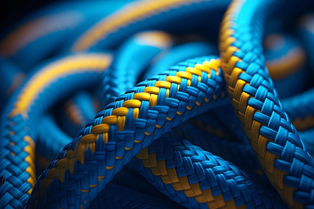 Photo colored twisted rope made of durable material closeup nautical rope industrial insurance cable