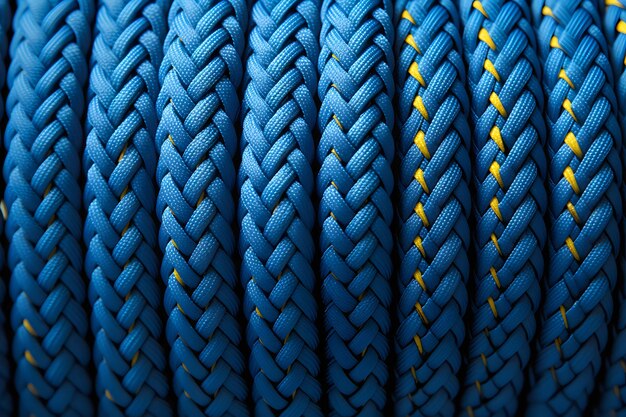 Photo colored twisted rope made of durable material closeup nautical rope industrial insurance cable