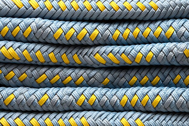 Photo colored twisted rope made of durable material closeup nautical rope