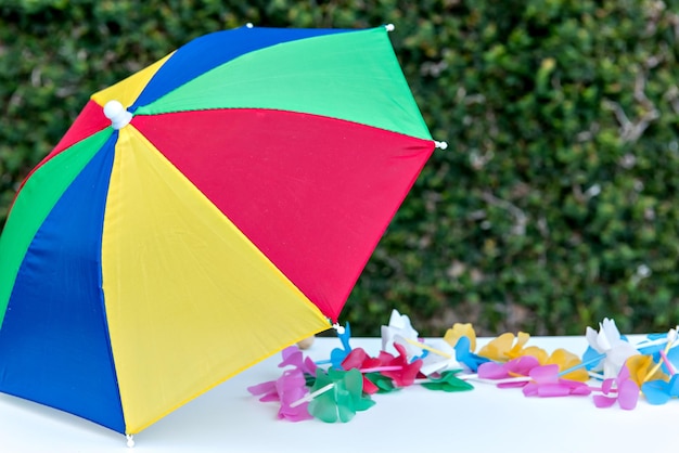 Colored Umbrella and Colored Necklace Carnival Brazil