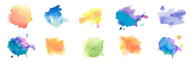 Colored watercolor spots blots isolated on white background ai generated