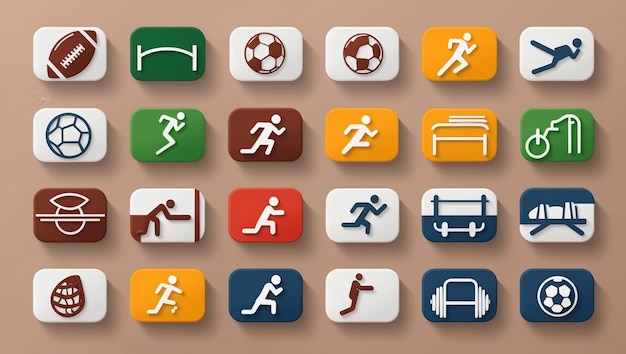 Photo colorful 2d sports icons perfect for fitness apps or event promotions