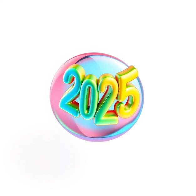 Photo colorful 3d 2025 number inside a shiny sphere