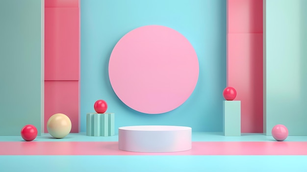 Colorful 3D abstract background featuring a podium artistic and modern