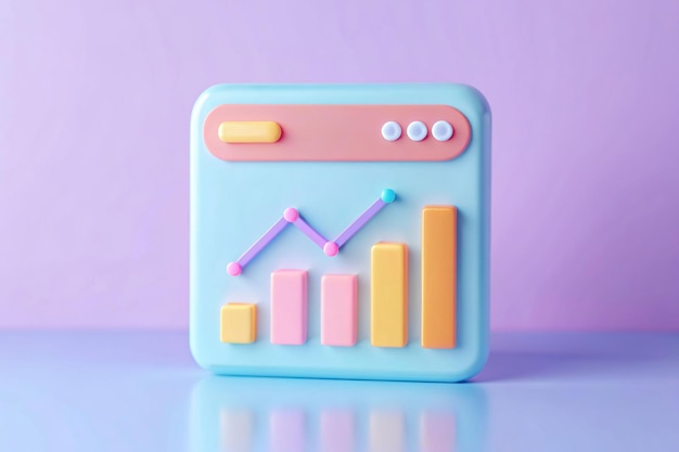 Colorful 3D Bar and Line Chart Illustration