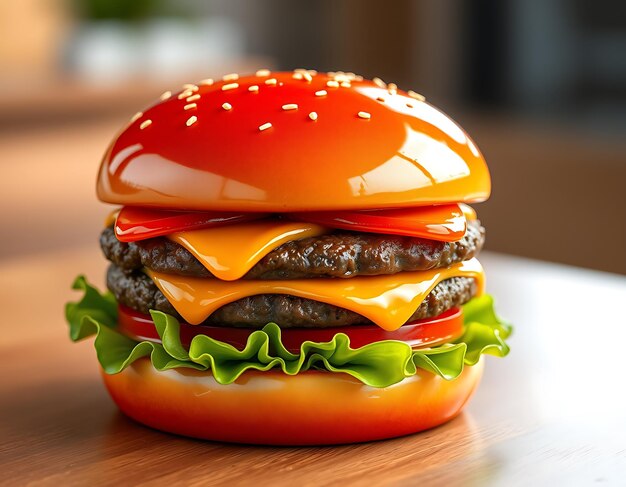 Colorful 3D Burger Illustration