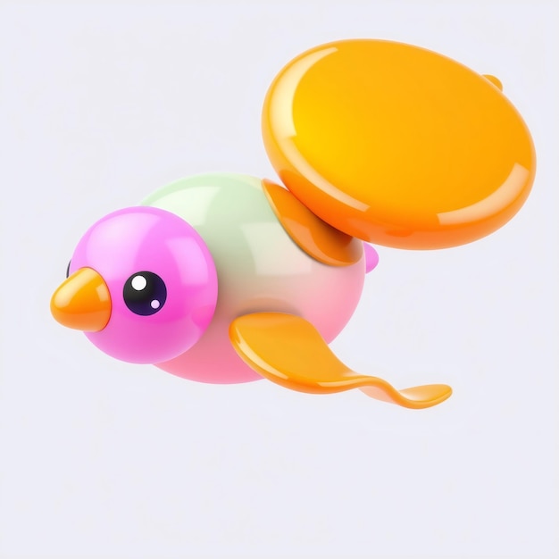 Colorful 3D Cartoon Bird Flying