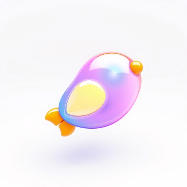 Colorful 3D cartoon bird on white background