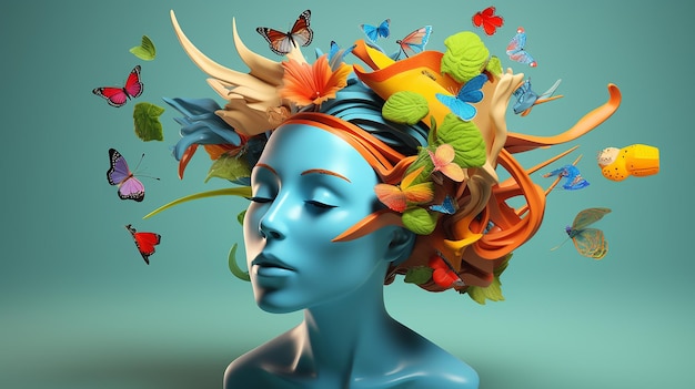 Colorful 3D collage illustration representing a person