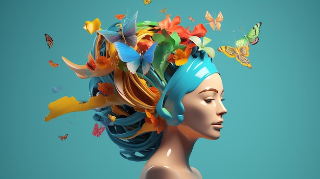 Colorful 3D collage illustration representing a person