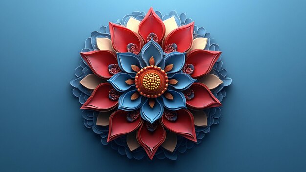 Photo a colorful 3d flower shaped mandala