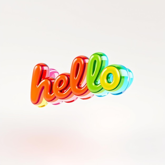 Colorful 3D Hello Word on White Background