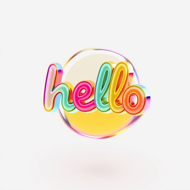 Colorful 3D Hello Word with Circular Background