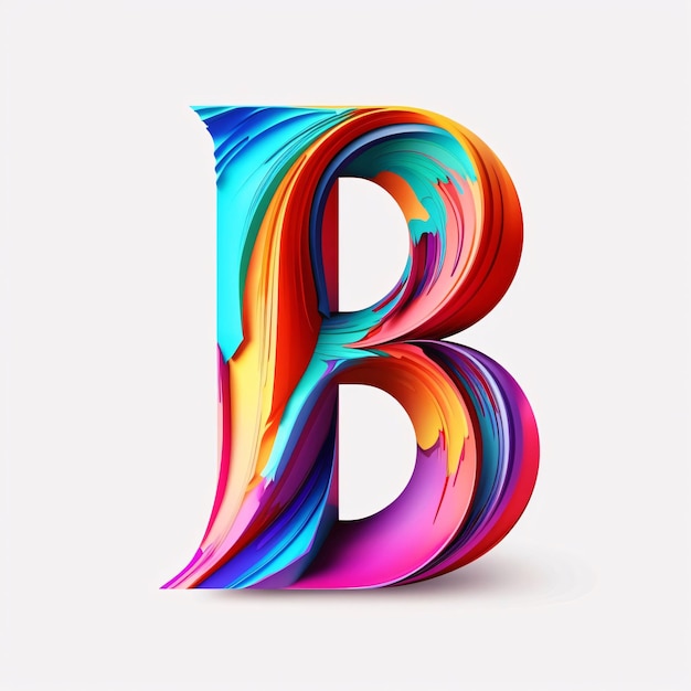 Colorful 3d letter B uppercase Liquid font