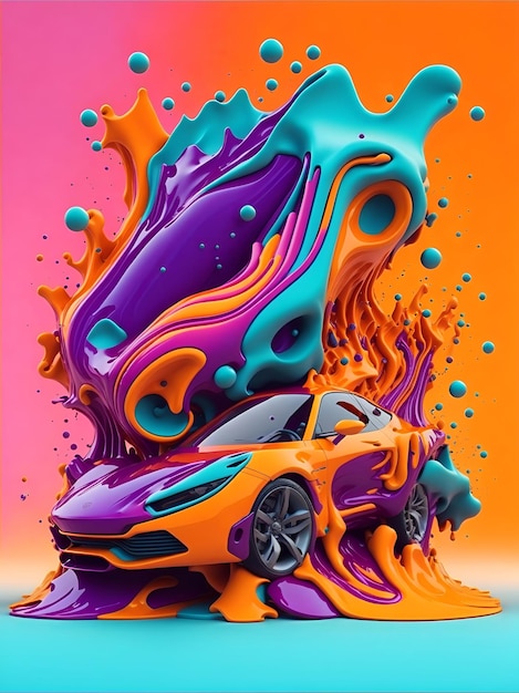 Colorful 3d liquid posters with abstract shapes splash