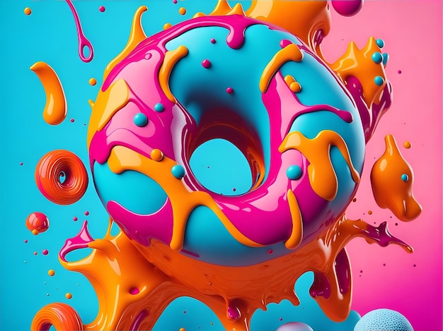 Colorful 3d liquid posters with abstract shapes splash