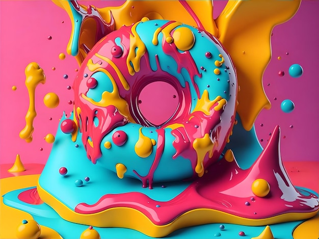 Colorful 3d liquid posters with abstract shapes splash