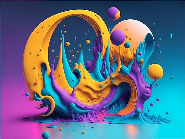 Colorful 3d liquid posters with abstract shapes splash