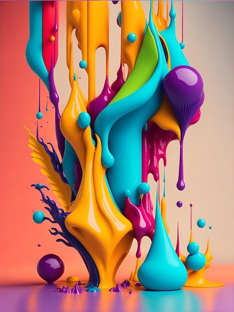 Colorful 3d liquid posters with abstract shapes splash