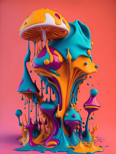 Colorful 3d liquid posters with abstract shapes splash