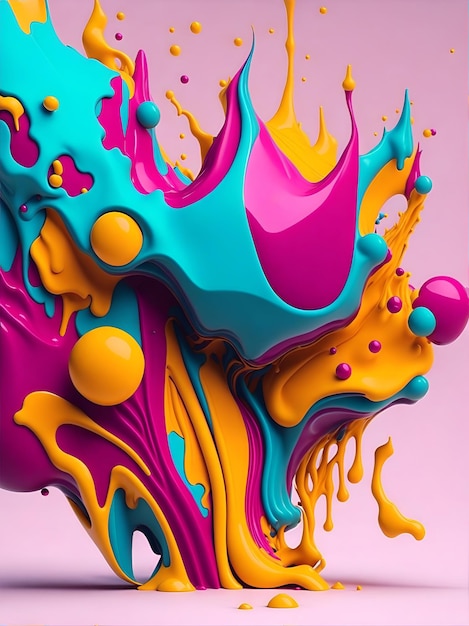 Colorful 3d liquid posters with abstract shapes splash