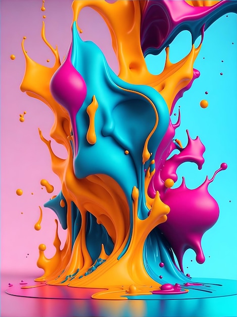 Colorful 3d liquid posters with abstract shapes splash