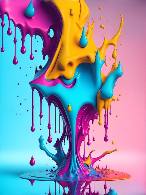 Colorful 3d liquid posters with abstract shapes splash