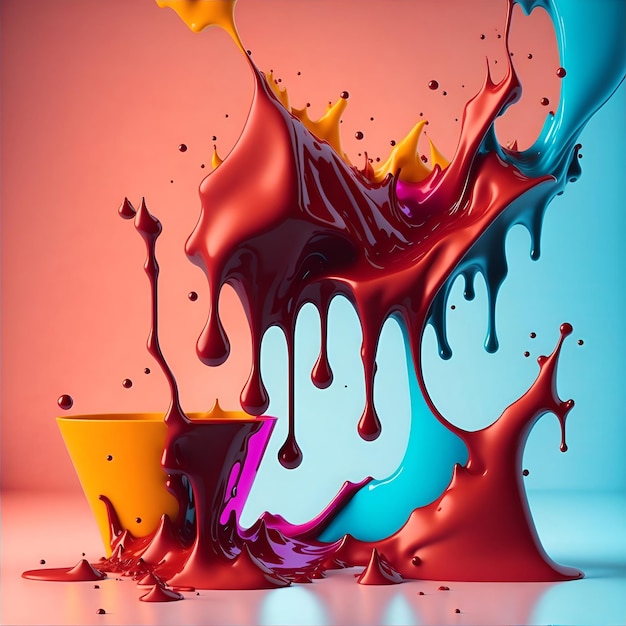 Colorful 3d liquid posters with abstract shapes splash