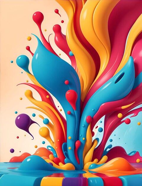 Colorful 3d liquid posters with abstract shapes splash