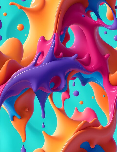 Colorful 3d liquid posters with abstract shapes splash