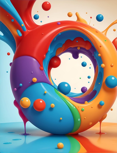 Colorful 3d liquid posters with abstract shapes splash