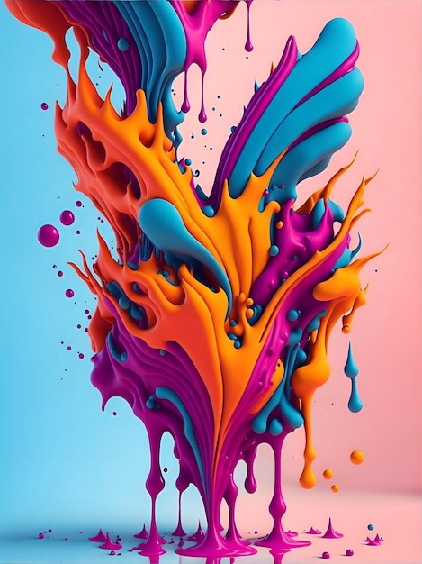 Colorful 3d liquid posters with balloon shapes splash