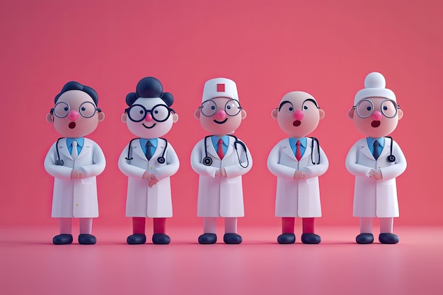 Colorful 3d Medical Staff Lineup