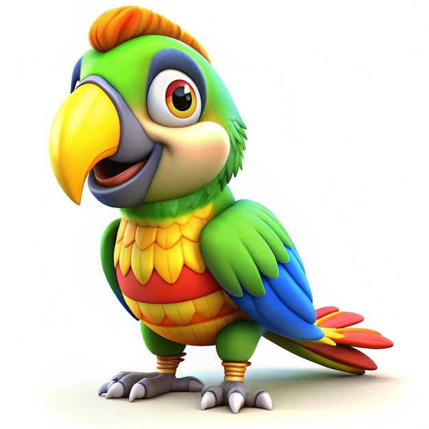 Photo colorful 3d parrot with white background