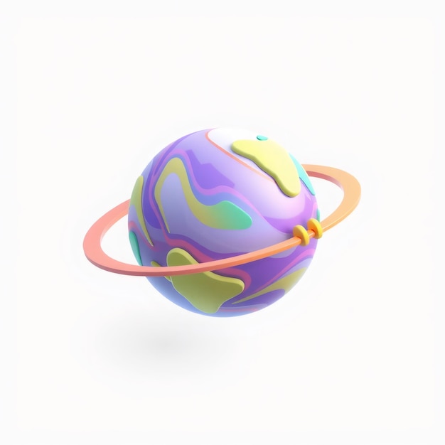 Photo a colorful 3d planet with a ring