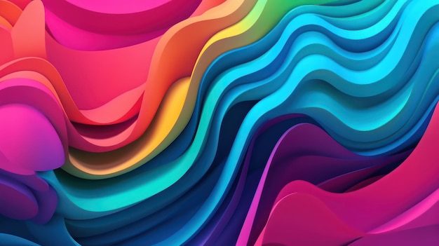 Colorful 3d wavy background Generative Ai