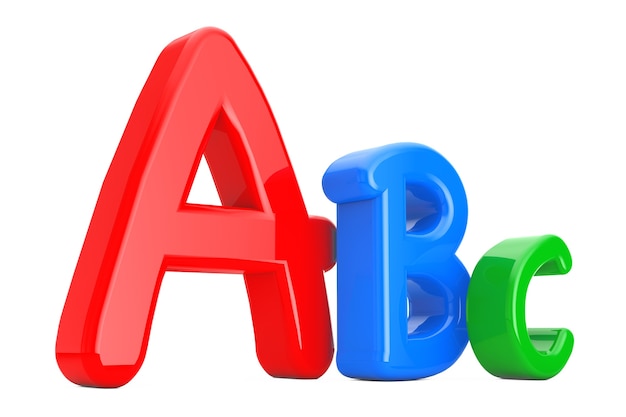 Colorful ABC Language Learning Sign on a white background. 3d Rendering