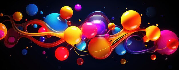 Photo colorful abstract 3d spheres floating on vibrant background