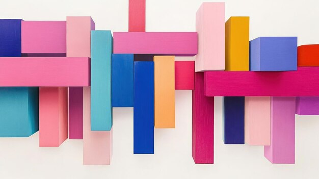 Photo a colorful abstract arrangement of geometric blocks creating a vibrant wall display