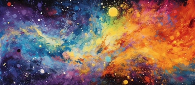 Colorful abstract background of a surrealistic interpretation of a cosmic nebula brought to life through abstract art