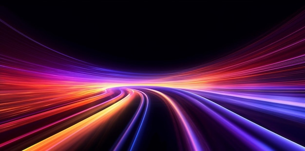 A colorful abstract background with a black background and a blur of light.