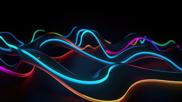 A colorful abstract background with a black background and a neon light.